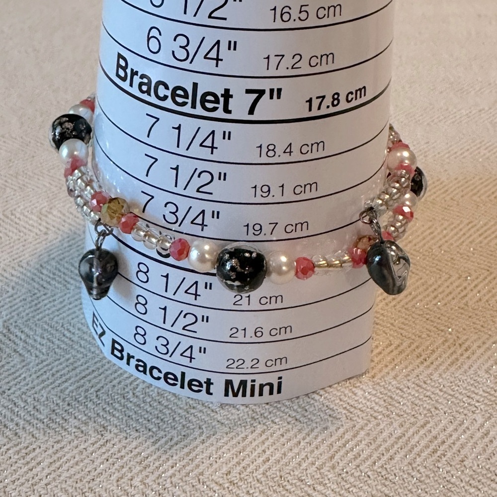 Handmade Skull & Roses Whimsical Necklace, Bracelet & Earrings Set Coral Peach - Picture 15 of 17